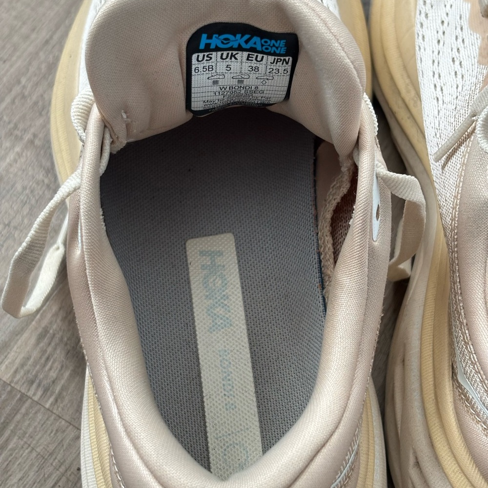 Hoka Women's Neutral-Tone Athletic Running Shoes in Cream and Beige - Picture 4 of 4